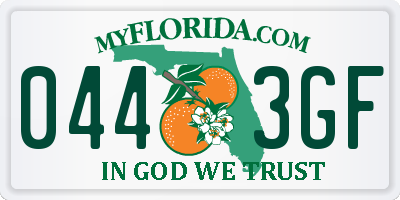 FL license plate 0443GF