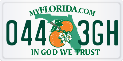 FL license plate 0443GH