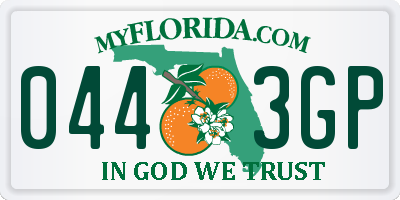FL license plate 0443GP