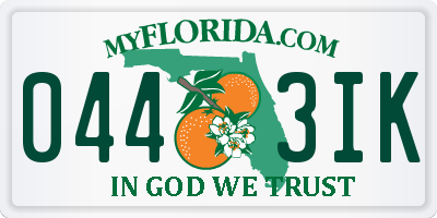 FL license plate 0443IK
