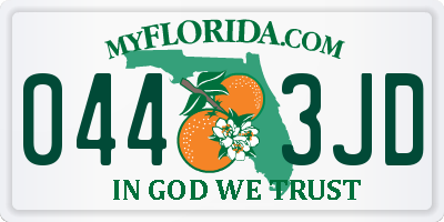FL license plate 0443JD