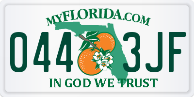 FL license plate 0443JF
