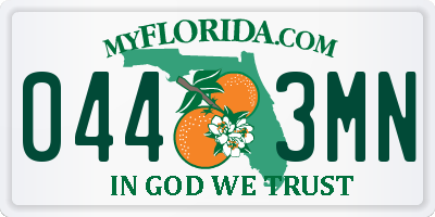 FL license plate 0443MN