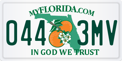 FL license plate 0443MV