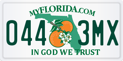 FL license plate 0443MX