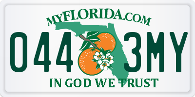 FL license plate 0443MY