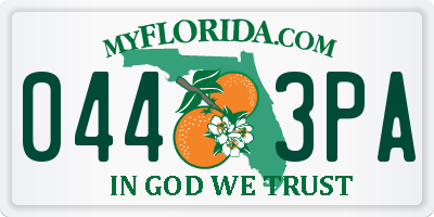 FL license plate 0443PA
