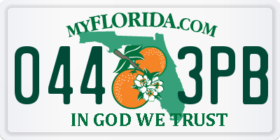 FL license plate 0443PB