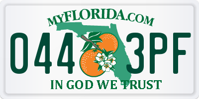 FL license plate 0443PF