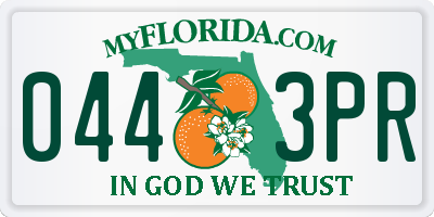 FL license plate 0443PR