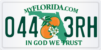 FL license plate 0443RH