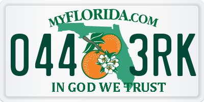 FL license plate 0443RK