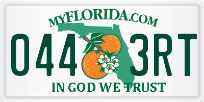 FL license plate 0443RT