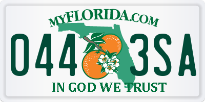 FL license plate 0443SA