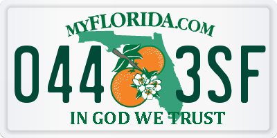 FL license plate 0443SF