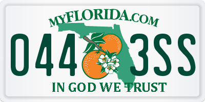 FL license plate 0443SS