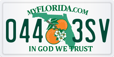 FL license plate 0443SV