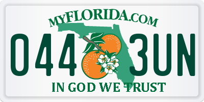 FL license plate 0443UN