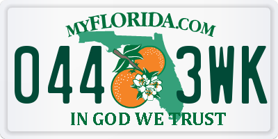 FL license plate 0443WK