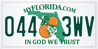 FL license plate 0443WV