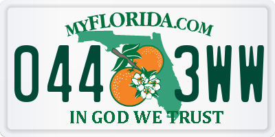 FL license plate 0443WW