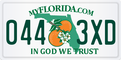 FL license plate 0443XD