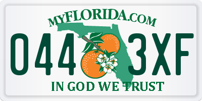 FL license plate 0443XF