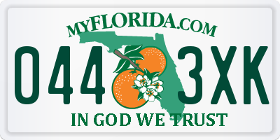 FL license plate 0443XK