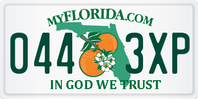 FL license plate 0443XP