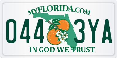 FL license plate 0443YA