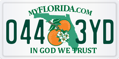 FL license plate 0443YD