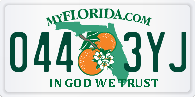 FL license plate 0443YJ
