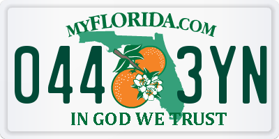 FL license plate 0443YN