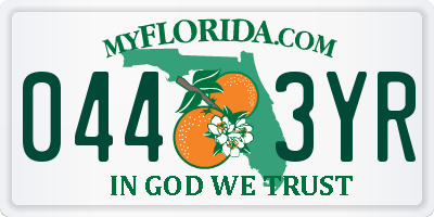 FL license plate 0443YR