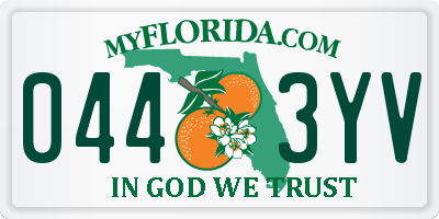 FL license plate 0443YV