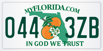 FL license plate 0443ZB