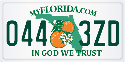 FL license plate 0443ZD