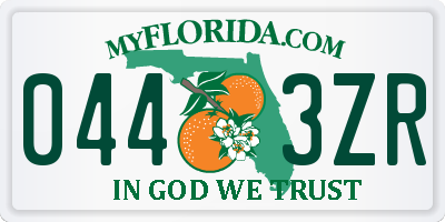FL license plate 0443ZR