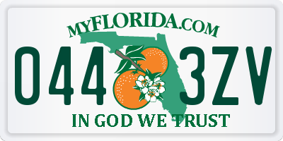FL license plate 0443ZV