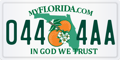 FL license plate 0444AA