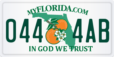 FL license plate 0444AB