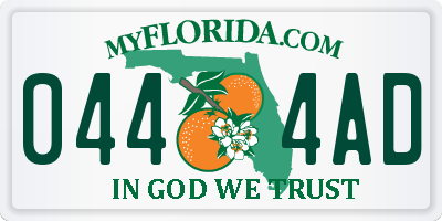 FL license plate 0444AD