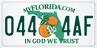 FL license plate 0444AF