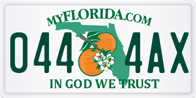 FL license plate 0444AX