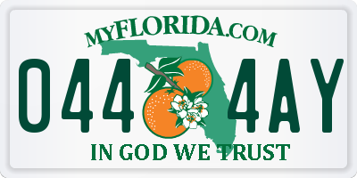 FL license plate 0444AY