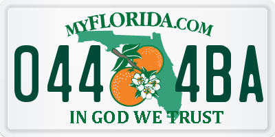 FL license plate 0444BA