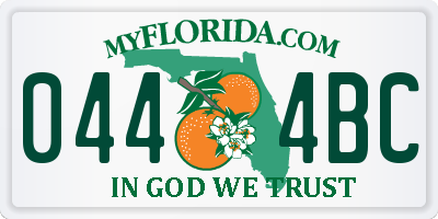 FL license plate 0444BC