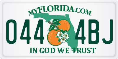 FL license plate 0444BJ