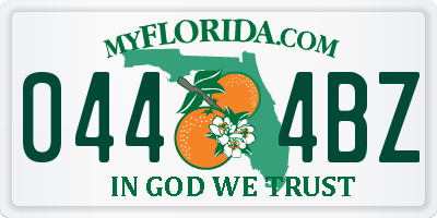 FL license plate 0444BZ