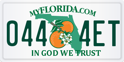 FL license plate 0444ET